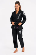 BJJ GI Crown Female Black front view worn during Brazilian Jiu-Jitsu training by Skull As You