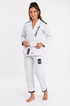 BJJ GI Crown Female White front view worn during Brazilian Jiu-Jitsu training by Skull As You