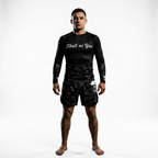 BJJ Rash Guard Long Sleeve Camouflage worn during Brazilian Jiu-Jitsu training by Skull As You