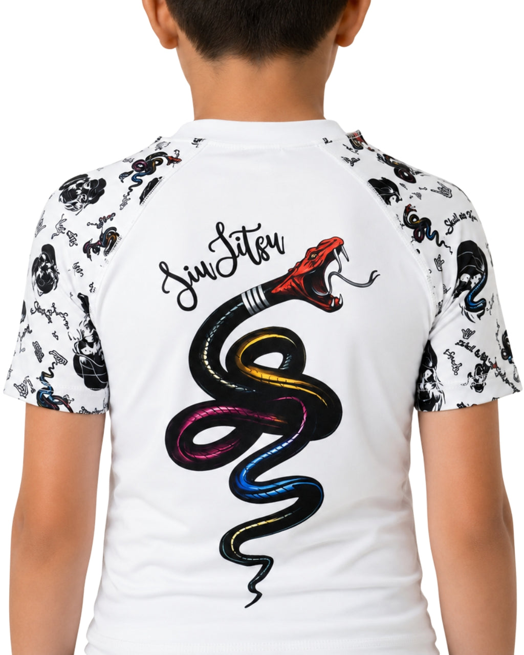 Kids BJJ Shorts Skin n Bones NO GI White