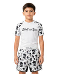 Kids BJJ Shorts Skin n Bones NO GI White