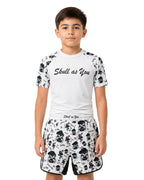 Kids BJJ Shorts Skin n Bones NO GI White