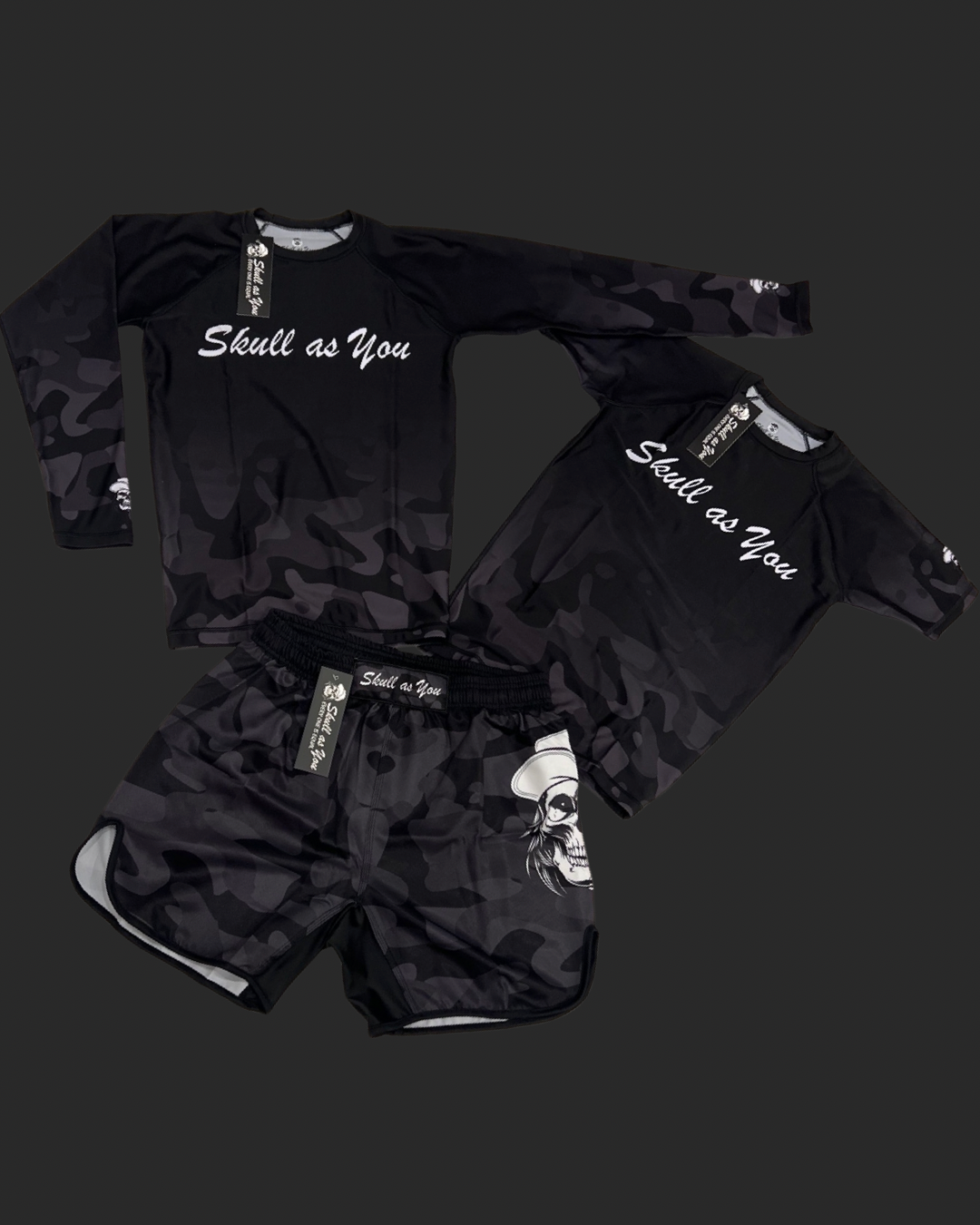 Skull As You kids camouflage no-gi shorts – youth BJJ grappling shorts