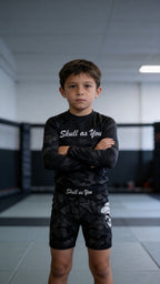 Skull As You Kids Long Sleeve Camouflage BJJ Rash Guard and shorts set