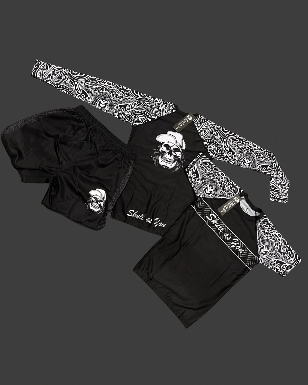 Skull As You tribal no-gi shorts – Brazilian Jiu-Jitsu apparel for grappling and BJJ training