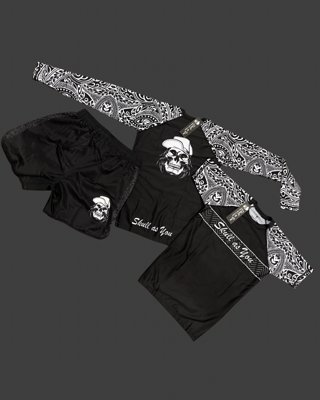 Skull As You tribal no-gi shorts – Brazilian Jiu-Jitsu apparel for grappling and BJJ training