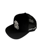 Skull As You Equal black hat – flat brim Yupoong cap with embroidered logo, BJJ headwear and skull clothing design.