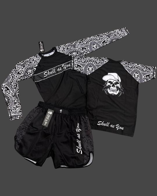Skull As You kids tribal long sleeve no-gi rash guard – BJJ and MMA apparel