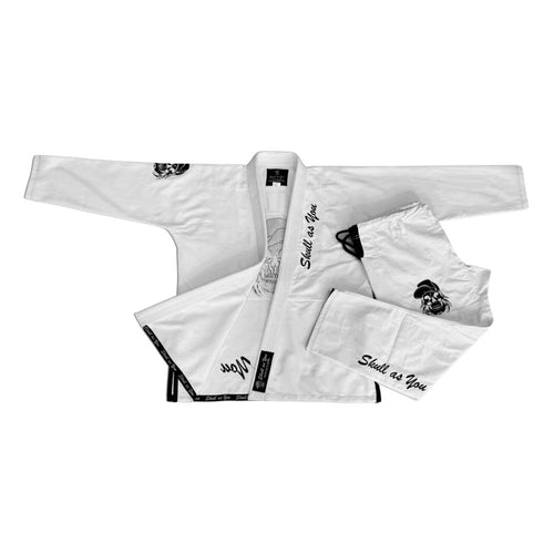 Skull As You | Skull Caveira BJJ Gi – White Jacket Embroidered Jiu-Jitsu Kimono