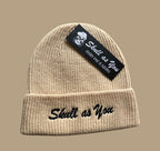 White Skull As You beanie – skull print apparel and Brazilian Jiu-Jitsu headwear.
